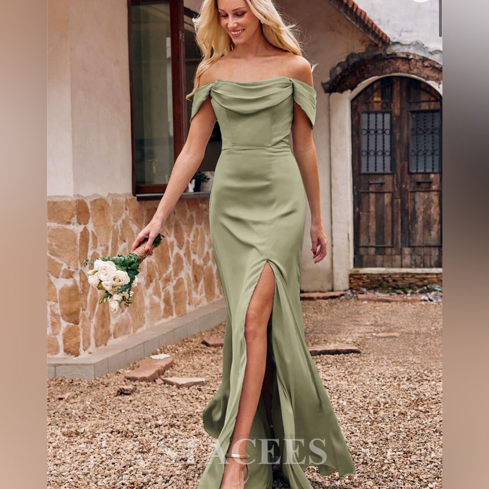 Sage Green Satin Bridesmaid Dress